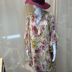 UMGEE FLORAL FLOUNCY LINED BOHO DRESS